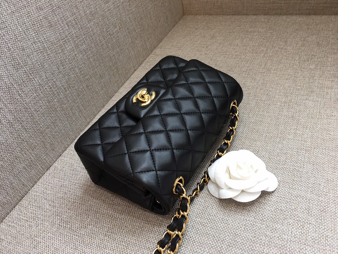 Small Classic Flap Lambskin Bag A01116 Black/Gold